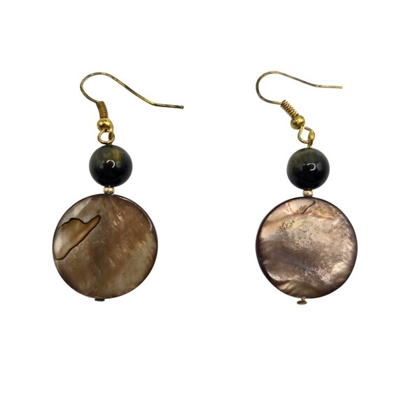 Boho Cottage Fairy Core Artisan Handmade Dangle Drop Mother of Pearl Earrings - Picture 1 of 7